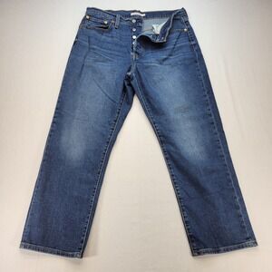 Levi's Wedgie Straight Jeans Womens 31 Blue Denim High Rise Button Fly Denim